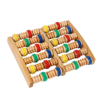 Relief Lymphatic Drainage Natural Wooden Roller Massager Foot Massage for Relieve Plantar Fasciitis Home Therapy