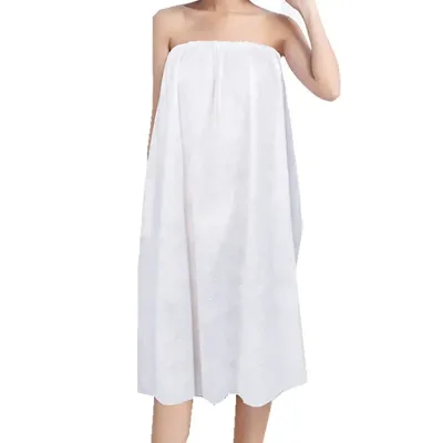 2024 New Arrival Disposable Women's SPA/Beauty Robe Woven Bathrobe with Nonwoven Weaving for Shower Cover and Dressing Gown