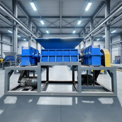 Heavy Duty Double Shaft Metal Shredder for Iron Filings, Steel Wire, Iron Sheet Plate Scrap Recycling Crusher