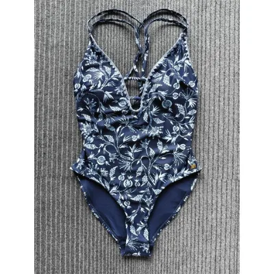Cross Back Women Swimwear Women Monokini Bathing Suits Women One Piece Swimsuits Recycled Fabric With Crochet Neck