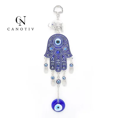 Egypt Fatima Palm Eye Lucky Amulet Metal Wind Chime Car Pendant Key Chain Home Decor
