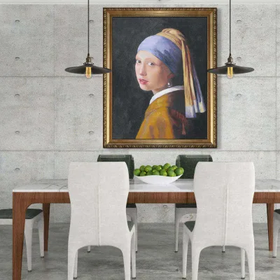 Handmade Oil Painting Reproduction of Girl with a Pearl Earring - Jan Vermeer Famous Art Print on Canvas