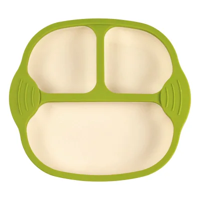 Double Color Custom Super Division Silicone Dishes Kids Plates Utensils Tableware Child Non-slip Sucker Separator Divided Plates