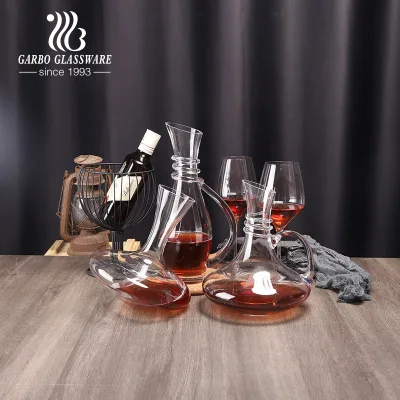 Elegant 1500ML/1700ml Handmade Blown Clear Crystal Glass Decanter Luxury Art Series Customized Red Wine Gift Unique Hand Made