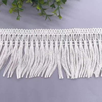 Custom Cotton Natural Beige Long Fringe Tassel Lace Wholesale Knotted Cotton Tassel Fringe Trim 8cm Accept OEM ODM