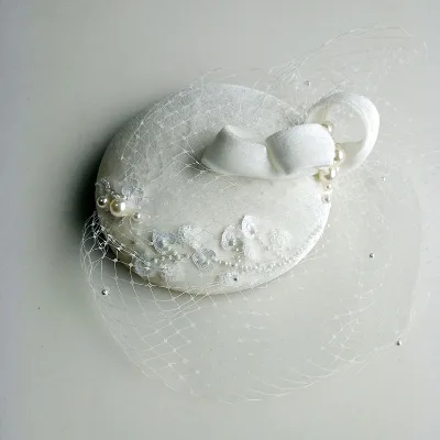HM343 Low MOQ Top Hat Bow Knot Bejeweled Velvet Hat Bridal Hair Fascinators for Weddings