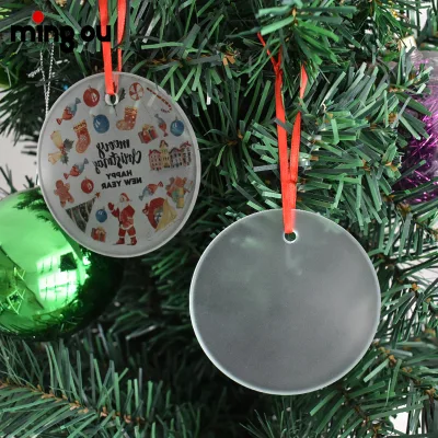 Custom Sublimation Tempered Glass Ornament Printing Patterns Frosted Glass Christmas Ornaments with logo