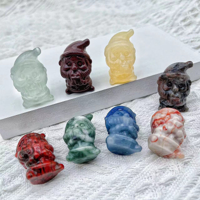 Natural Crystal Santa Claus Calcite Green Aventurine Rose Quartz Crystal Santa Claus for Christmas Decoration