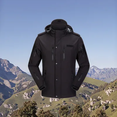 Polartec Technology Softshell Jacket with Adjustable Hood Cuffs Water-Resistant Windproof Multiple Pockets for Daily Outdoor Use