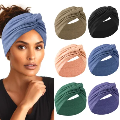 Extra Wide Women's Headbands Non-Slip Boho Turban Knotted Bandana Multifunction Daily Use Fashion