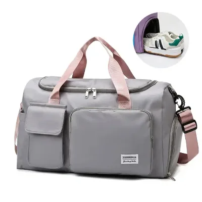 Custom Print Sports Gym Dry Wet Separation Duffel Bags With Shoe Compartment