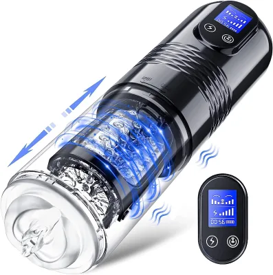 3D Textured Sleeve LCD Display Electric Male Masturbator Telescoping Vibrating Thrusting Automatic Men Storker Masturbation Cup