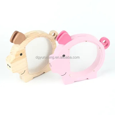 Wood Cute Durable Cartoon Pig-Shaped Children's Piggy Bank High Quality Portable Money Box