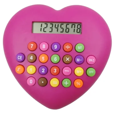 Heart Shape Cute Digital Office Student Promotional Gift Calculator 8 Digits LCD Pocket logo Calculator