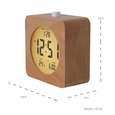 Square Electronic Clock, LED Multifunctional Digital Desk Clock, Flexible Lighting, Multi Information Display on the Same Screen