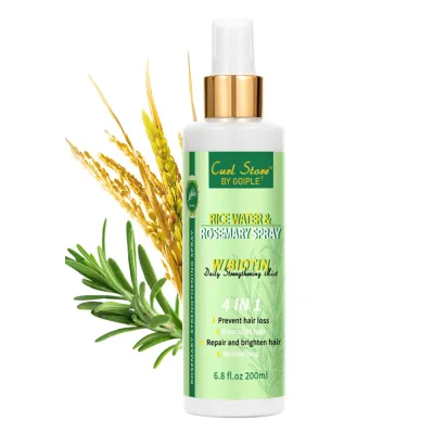 Customize Logo Natural Rice Water Rosemary Hair Spray Repair Dry Damage Hair Volumizing Thickening Hair Growth Scalp Spray