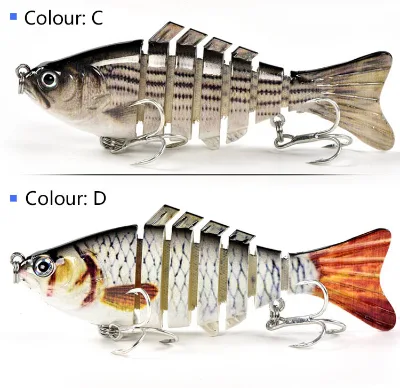 10cm 15.3g 7 sections lifelike joint fishing swimbait lure with vary colors
