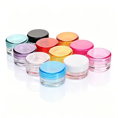 Wholesale Free Mini Sample 3ml 5ml Empty Cosmetic Cream Container Plastic PS Jar Pot Custom Logo Glitter Pot Min Jar
