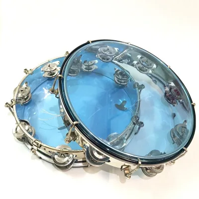 10-Inch Colored Metal Tambourine with Adjustable Jingles Wholesale Percussion Instrument