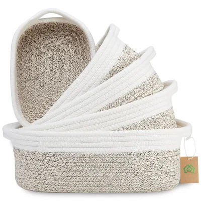 Multi-Function Storage Baskets Rectangle Cotton Rope Baby Organizer Basket Modern Style