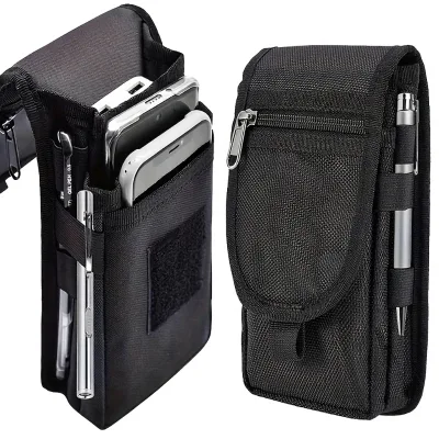 Cross-border Outdoor Leisure Nylon Wear-resistant Lightweight Waist Bag Mobile Phone Bag Three-compartment Layered Design Pen