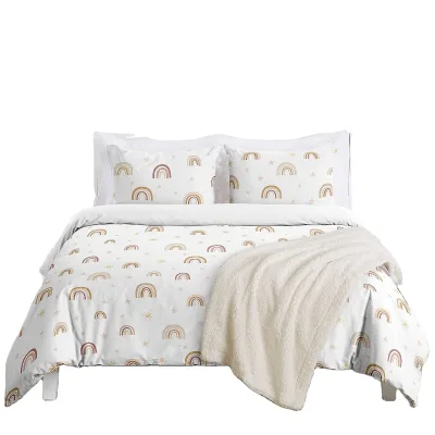 Printed Duvet Cover Set Bedsheets 3 Pc 100% Cotton Bedding Sets Rainbow Girl Queen Bedding Set