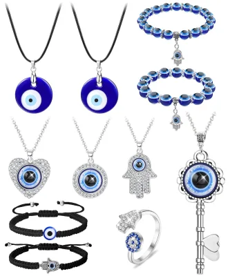 Fashion Turkish Blue Evil Eye Pendant Glass Alloy Oil Drop Eye Necklace Evil Eye Bracelet