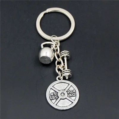 Strength Sports Barbell Dumbbell Keychain Fitness Keychain Charm Gym Crossfit Keyring Gifts for Man