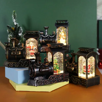 Christmas Decorations Crystal Balls Small Christmas Train Snowflake Lights Christmas Table Ornaments Christmas Gifts Csic Toys