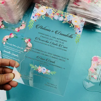 Exquisite Acrylic Invitation Sheet Transparent Acrylic Invitation Sage with Velvet Envelope Wedding Invitations Acrylic Sheet