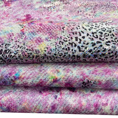 Colorful Horsehair Knife Cutting Genuine Leather with Hand Drawn Blurred Snake Pattern for Shoes Furniture Accessories Pendants