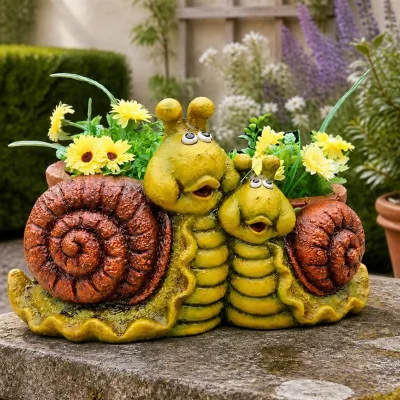 Cartoon Garden Statues Tortoise Snail Frog-Shaped Magnesia Artificial Eco-friendly Succulent Pots for Sale Ornaments for
