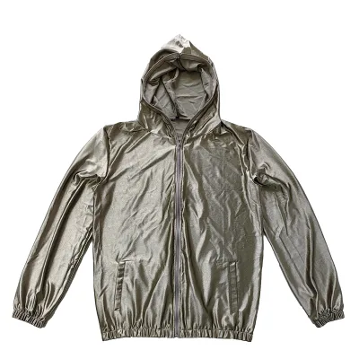 Conductive Silver Fiber Hoodie Anti-radiation EMF/EMI/RF Blocking Faraday Fabric Jacket Shielding 5G Signal Silvery Short Coat