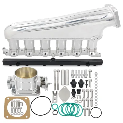 Aluminum Billet Intake Manifold for Toyota 2JZ GE Intake Manifold with Throttle Body and Fuel Rail CNC Silver