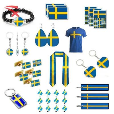 Factory Direct Large Supply 2026 Popular Country Flag Theme Gifts Durable Sweden Flag Design Gifts for Football Fans