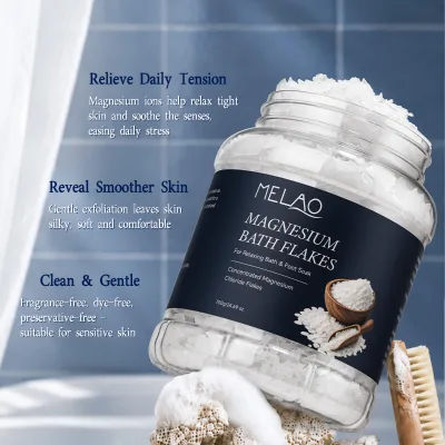 MELAO Magnesium Bath Flakes for Relaxing Bath Foot Soak Sleep Routine Muscle Comfort Magnesium Chloride Bath Salt Flakes
