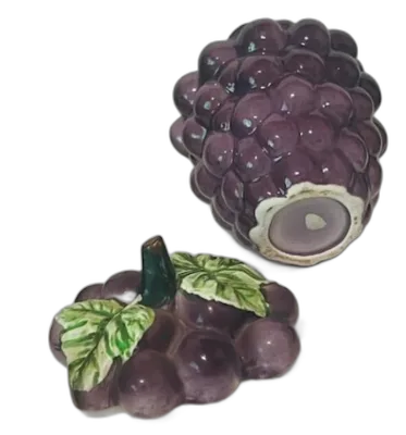 Ceramic Grapes Fruit Vegetable Figurine Kitchen Canister Sugar Bowl with Lid