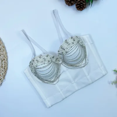 BL37 Rayon Polyester Spandex Bra Corset Bustier Crop Fishbone Strapless Sexy Corset