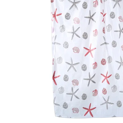 Bathroom Guesthouse Hotel High-grade Eco-Friendly Waterproof Moldproof Classic PEVA Starfish Shell Design Shower Curtain 12