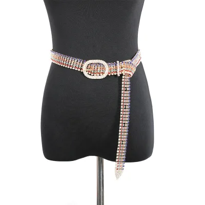 Luxury Bling Rhinestone Belts Brass Cup Chain Waist Band Jewelry Waist Belt