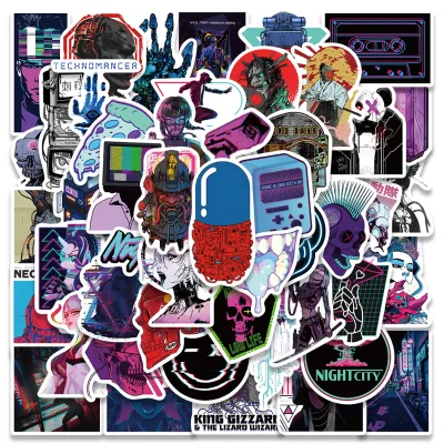 50Pcs Vintage Cyberpunk Future Style Graffiti Stickers for Phone Decor Cool Japanese Sticker