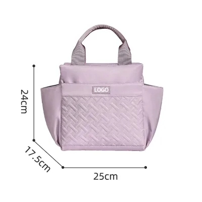 Wholesale Sublimation Insulated Thermal Polyester Zipper Closure Reusable Office Lunch Bag for Women