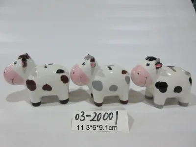 Handmade Ceramic Cow shape Piggy banks,4 inch small cute Kids Piggy coin bank , Birthday gifts