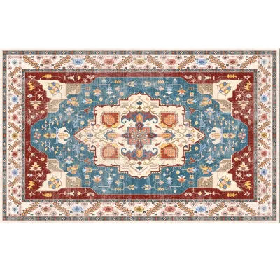 Non Slip Washable Area Rugs for Living Room Machine Wash Retro Bohemian Ethnic Style Carpet