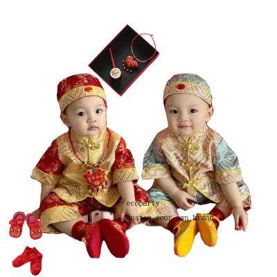 Ecoparty Embroidery Retro Baby Chinese Style Traditional Tang Suit Gift Spring Festival  One Year Old New Year's Clothing