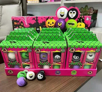 New Halloween Haunted House 4-in-1 Fingertip Fidget Ball Toy Tpr Flour Squeeze Toy Needoh Spooky Squishkins for Gift