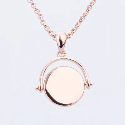 925 Sterling Silver Personalized Engraved Coin Spin Pendant Necklace