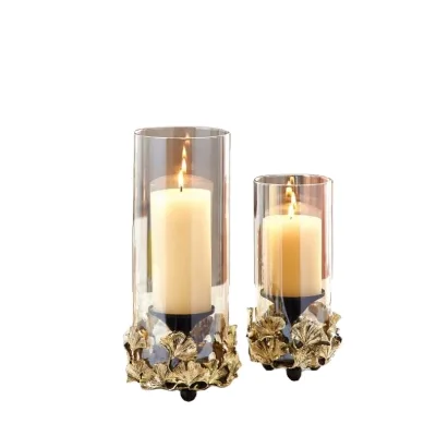 Light Luxury Metal Glass Candle Holder for Home Decoration Lampshade