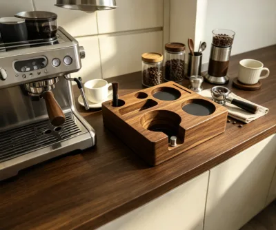 Square Espresso Tamping Station 51-54mm Portafilter Holder Tamper Distributor Brush Slot Coffee Tool Storage Base
