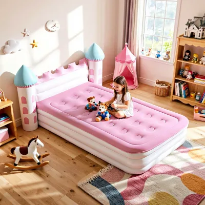 Cartoon Princess pink Castle Shaped Inflatable air Bed Children's Inflatable Mattress